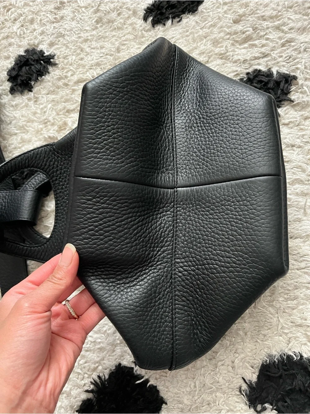 CUYANA Paloma Bag Black Pebbled Leather Tote Bag